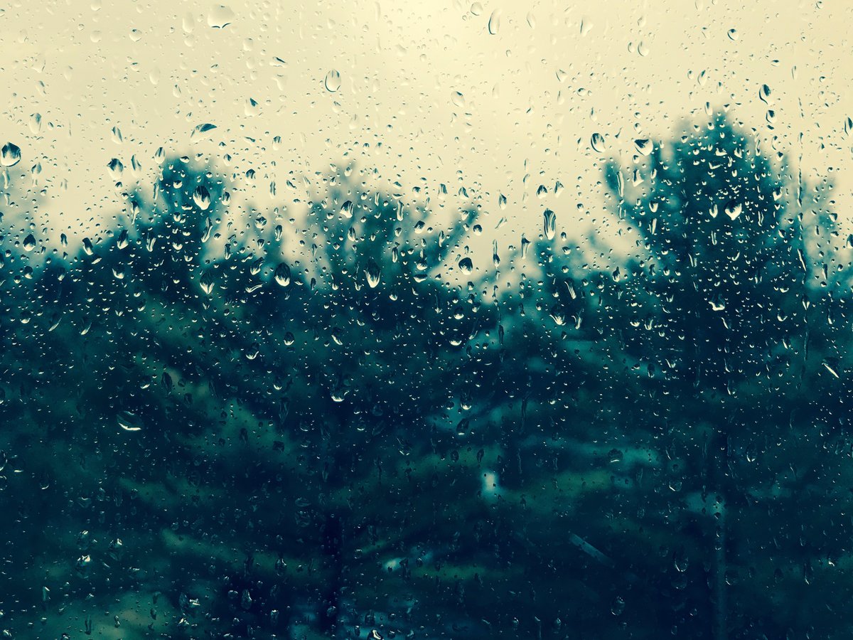 雨粒のついた窓ガラス